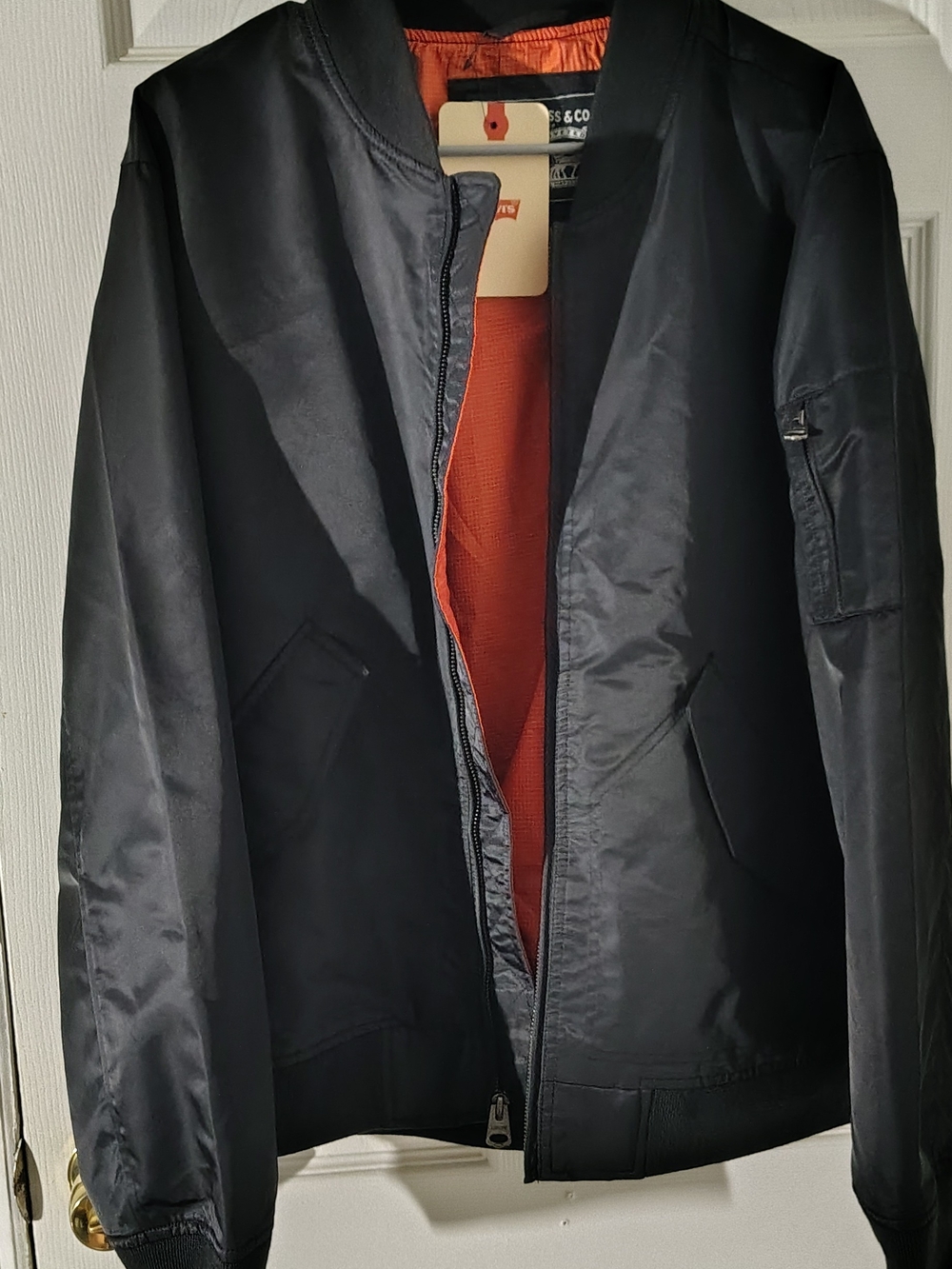 Levi's Black Bomber Jacket with Orange Interior